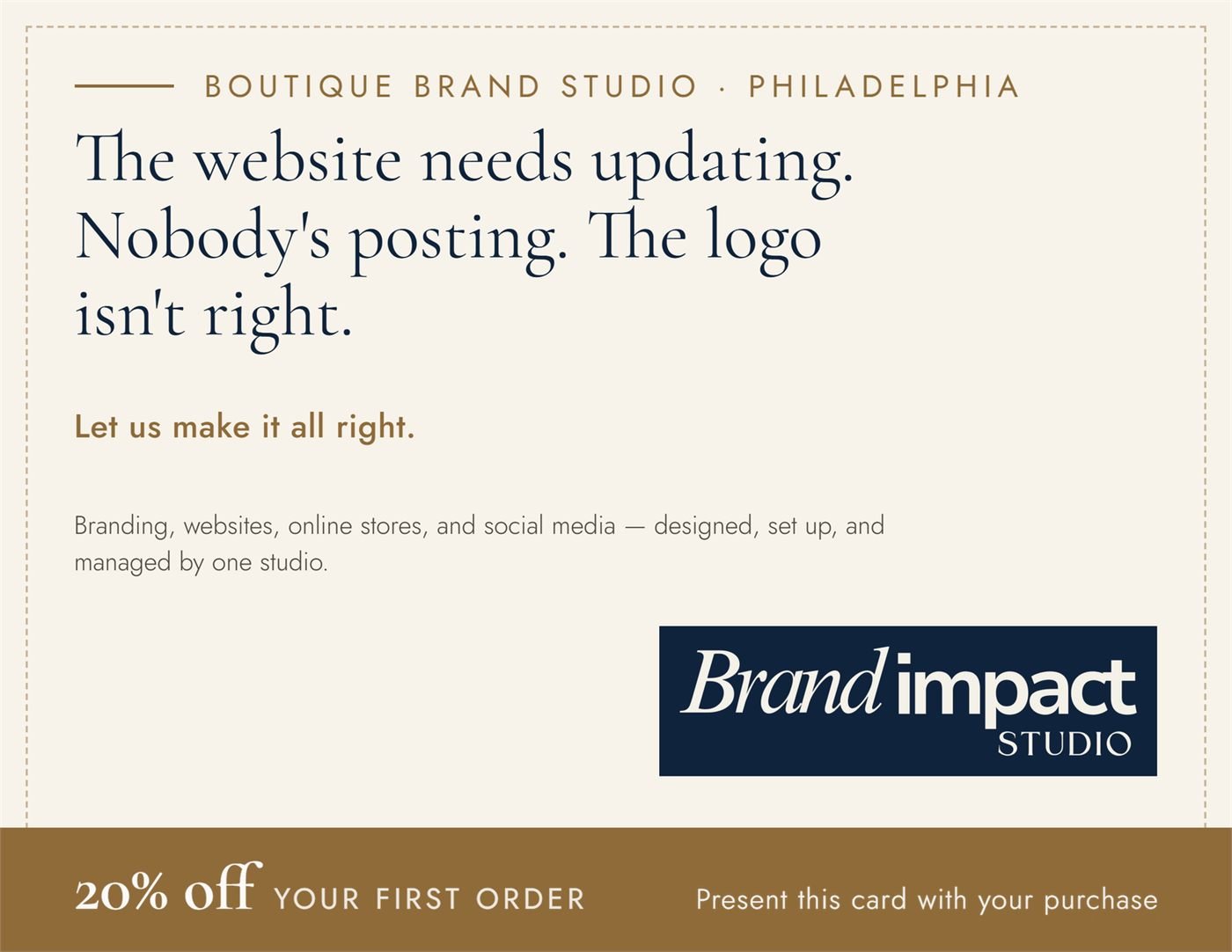 Brand Impact Studio — Our own card — front