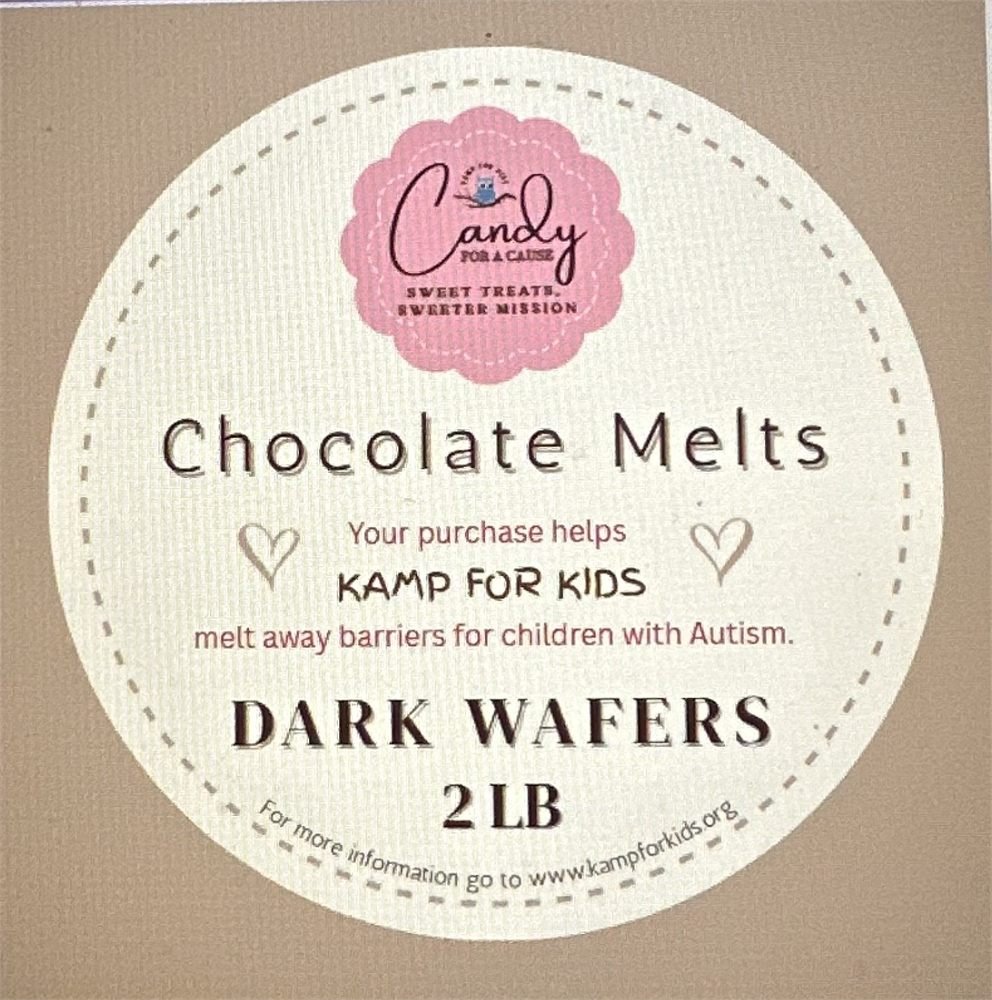 Label close-up — Chocolate Melts, Dark Wafers 2 lb