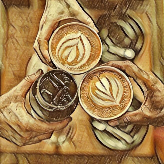 Illustrated coffee artwork — mosaic edition